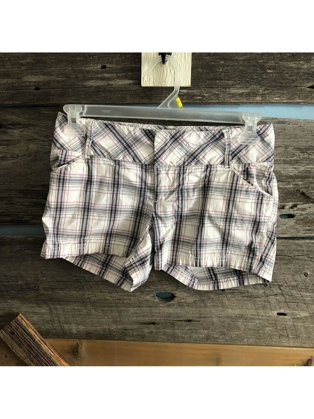Smart set size 4 wide waistband plaid shorts
